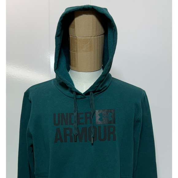 Under Armour Hoodie Womens XL Green Threadborne Spellout Pullover Sweatshirt - Picture 2 of 12